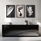Framed Modern Black and White Abstract Wall Art for Living Room, Large Bright Style 3 Piece Wall Decor, Artwork for Walls, Paintings Pictures for Bathroom, Kitchen, Dining, Office 16x24 Inch